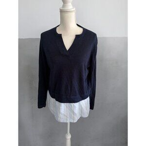 CLUB MONACO Navy Blue Wool Blend Top Sweater Size Medium